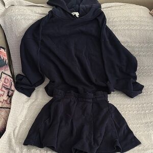 Something Navy Speckled navy blue speckled  Hoodie with skirt xs